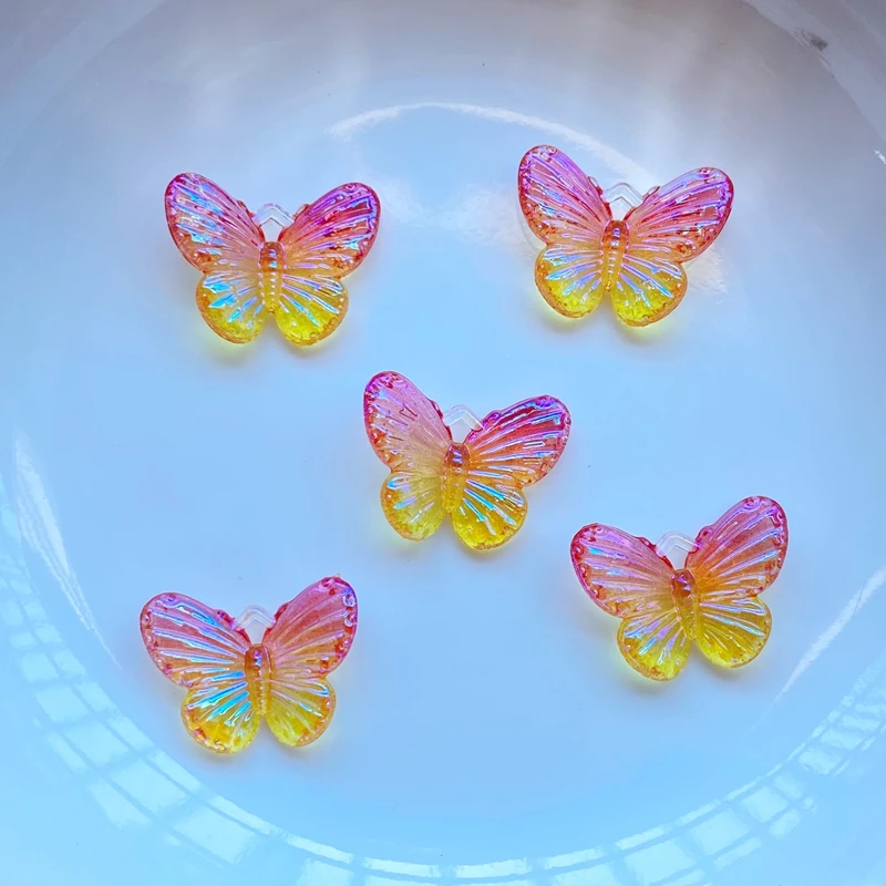 40Pcs New Kawaii Cute 12*16mm Shining Butterfly Flat Back Resin Cabochons Scrapbooking DIY Jewelry Craft Decoration Accessorie