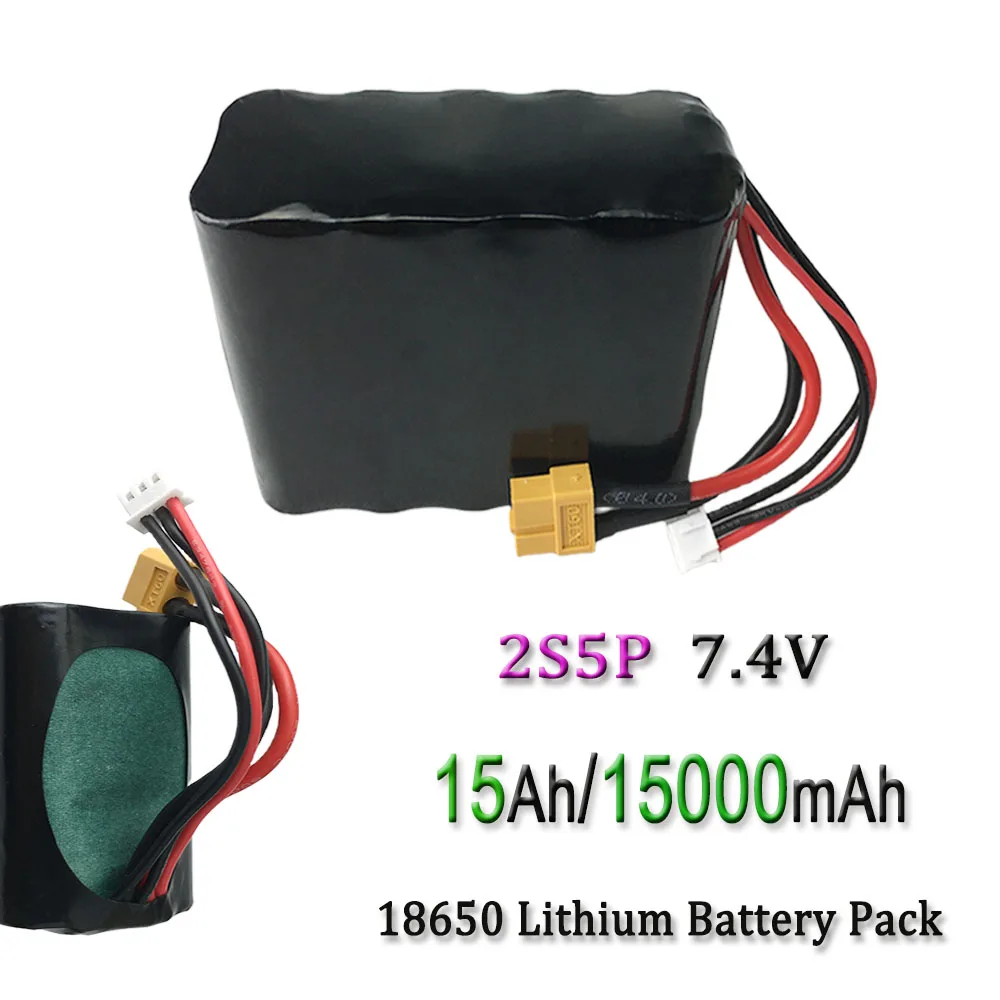 7.4V 15Ah  2S5P 8.4V High Capacity UAV Rechargeable Li-ion Battery for Various RC Airplane Quadrotor XH2.54-3P XT60