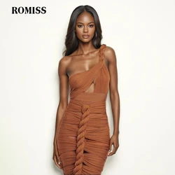 ROMISS European And American Style Sexy Hot Girl Hollow Tube Top Short Top Summer New One-shoulder Twisted Twisted vest