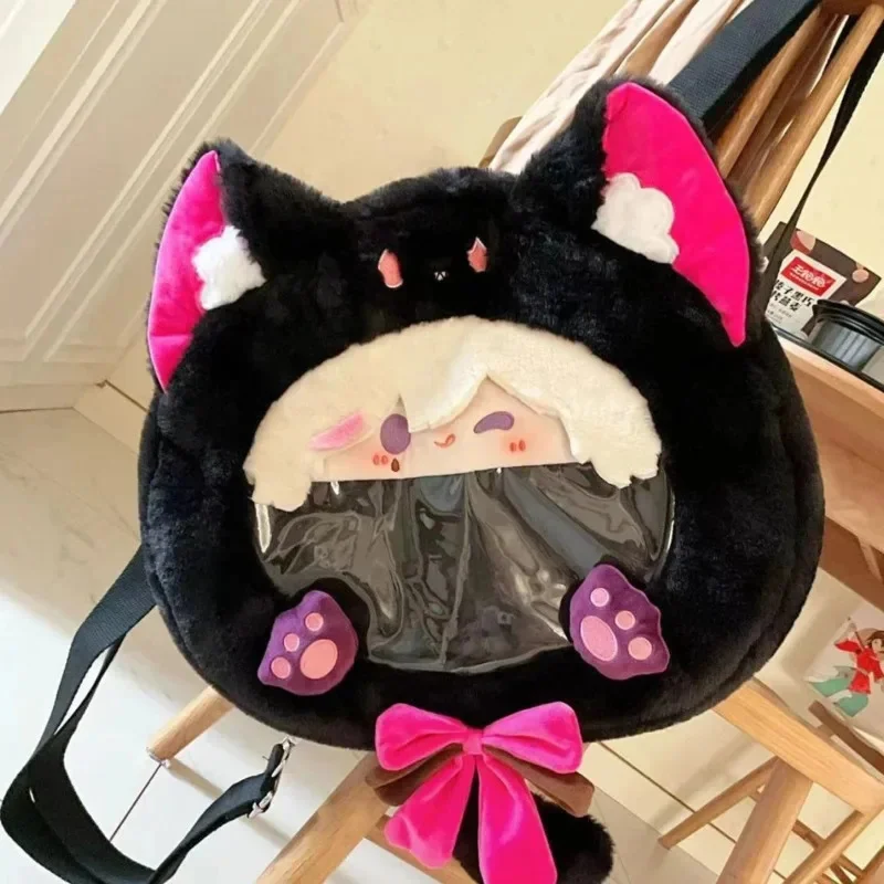 Peripheral Backpacks Genshin Impact Y2K Lyney Plush Cat One Shoulder Bags Student Oblique Straddle Bags Underarm Pain Bags Gifts