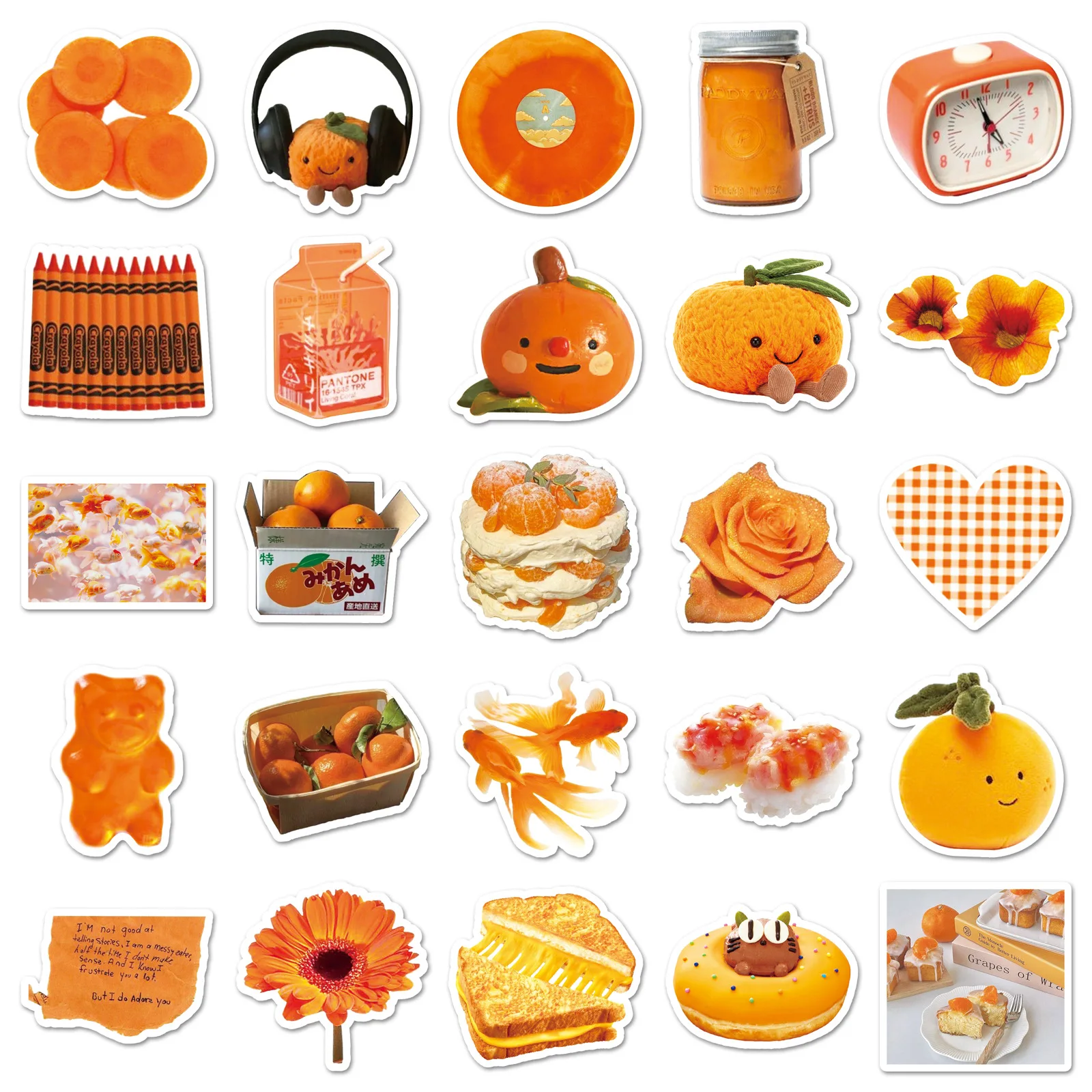 

50PCS Cute Orange INS Style Stickers Creative Waterproof Decals Decorative Mobile Phone Case Notebook Water Cup DIY Toys Gifts