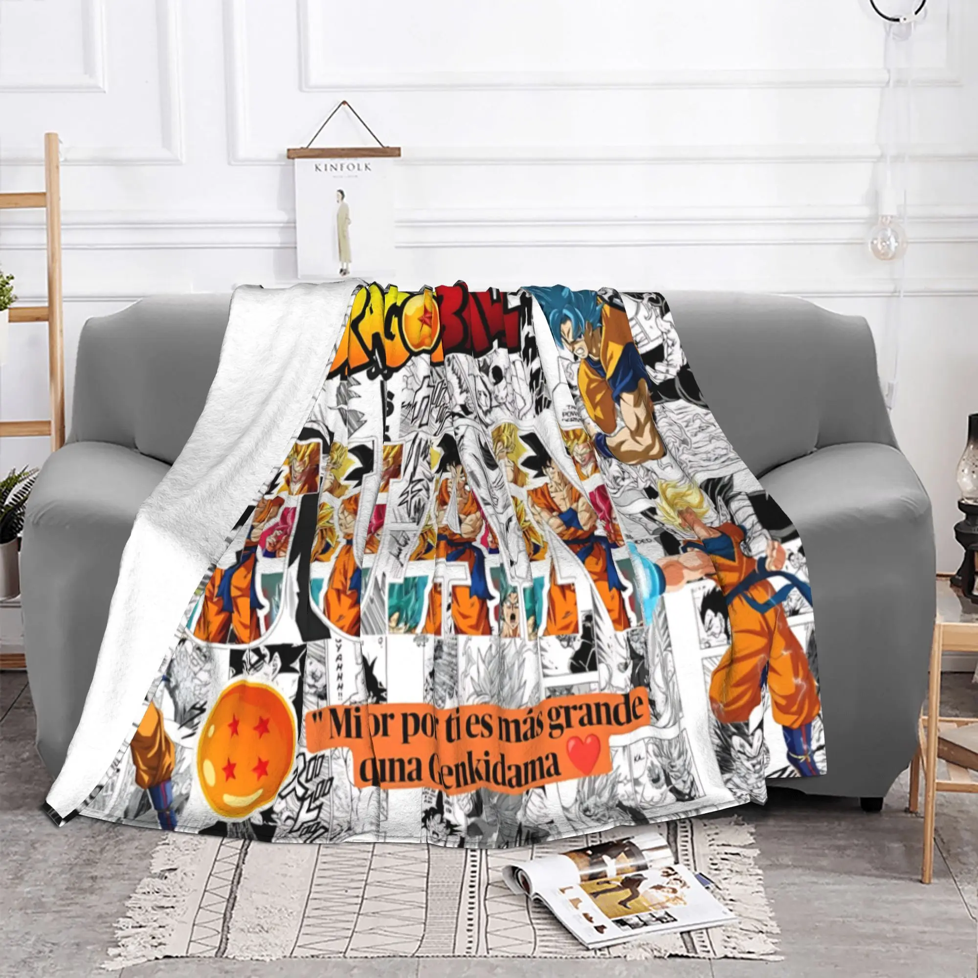1PC Son Goku Anime Dragon Balls home room decorations Winter Blankets for Adults Bedding Home Interior Sofa Knee