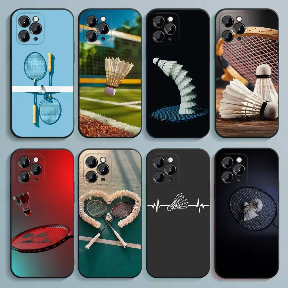 

Sport Badminton Cool Phone Case For iPhone 17,16,15,14,13,12,Pro,Max,Plus,E,SE4,Air,Mini Black Soft Cover