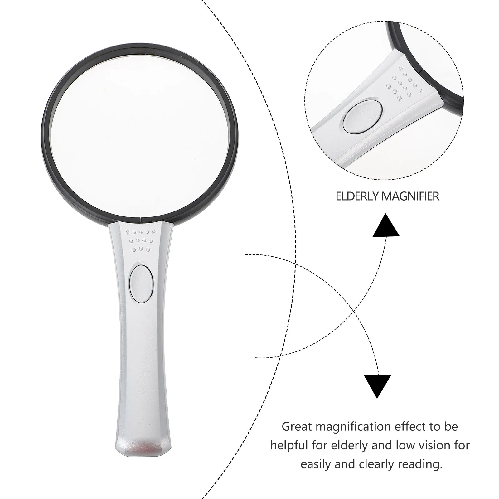 

1pc Handheld Led Magnifier High-Definition Acrylic Lens Portable Reading Glass For Elderly Kids Laboratory Library Use