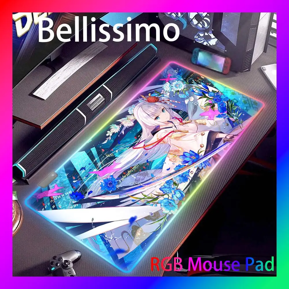 

RGB Azur Lane Mouse Pad Desk Protector Mousepad Gamer Keyboard Mousepads Accessories Backlit Desk Mat Azur Lane Anime Gaming Pc