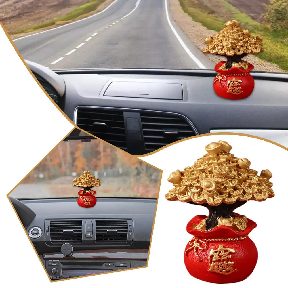 High-end Car Fortune Tree Ornaments Feng Shui Decor Decoration Tabletop Wealth Bag Money Luck Tree Blessing Good And L3b9