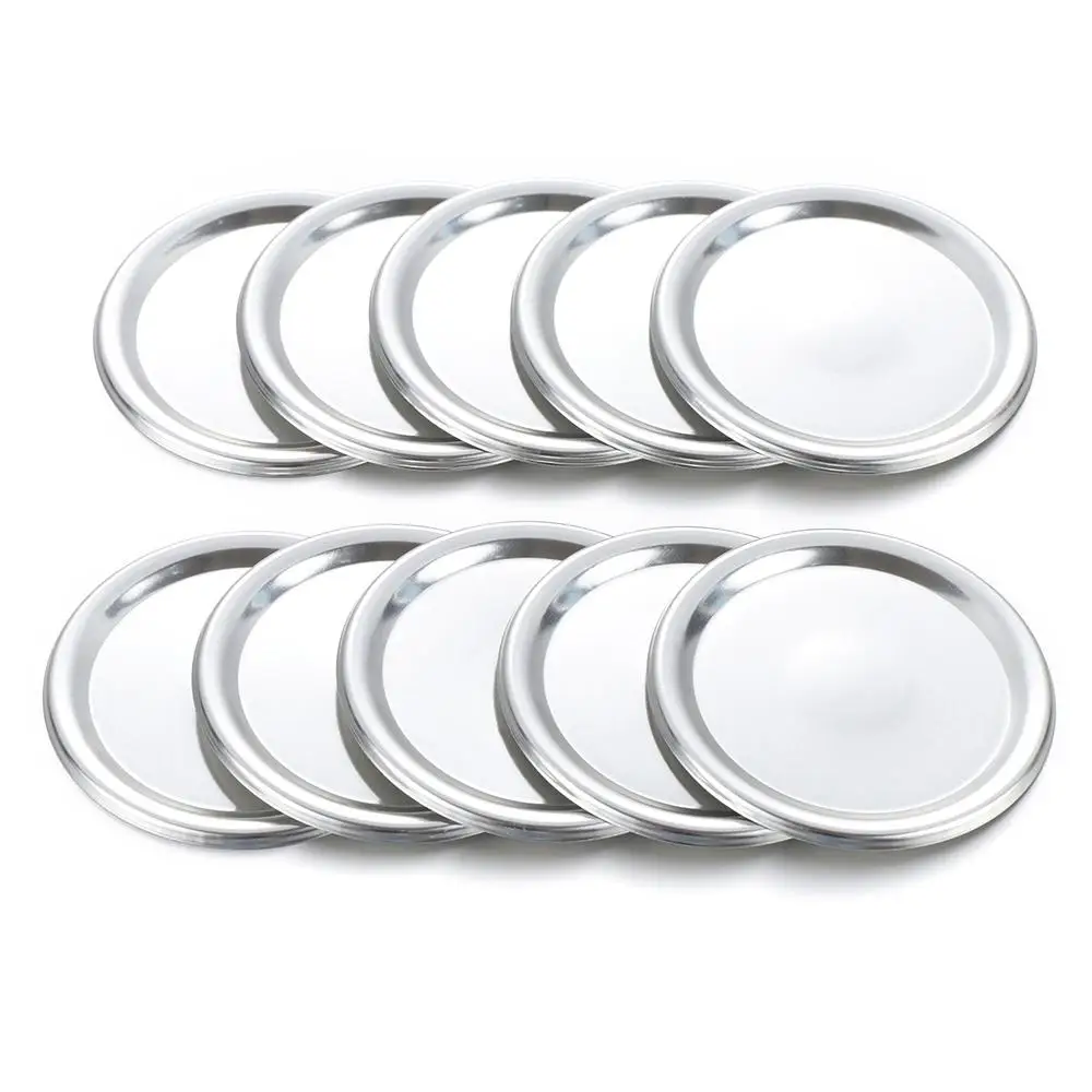 10pc/10set Sealing Wide Mouth Bottles Lid Tinplate Mason Jar Lid Jar Caps Canning Lids Storage Bands
