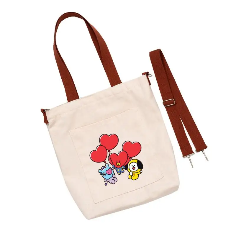 Anime Cartoon Bt21 Cooky Chimmy Tata Canvas Bag Japanese New Style Women's Shoulder Bag Printed Canvas Handbag Gift for Friends