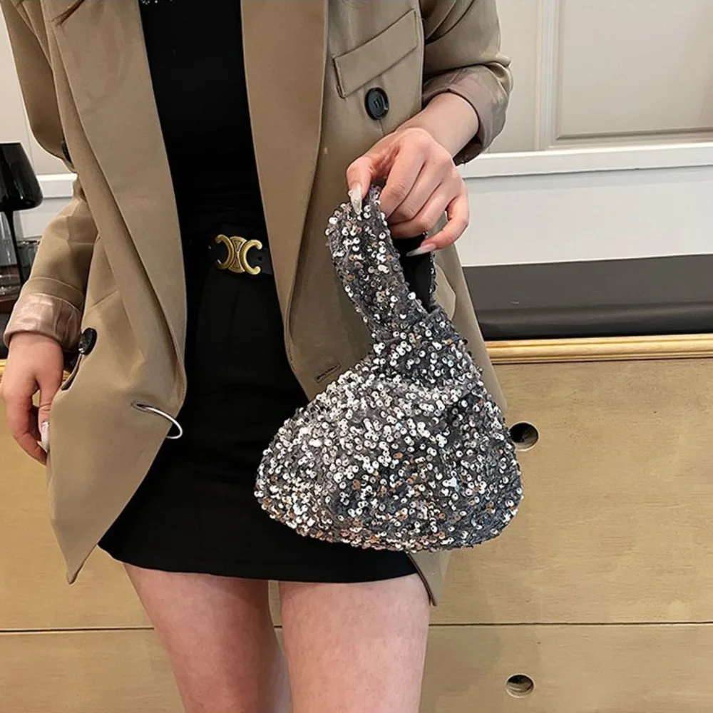 Knot Wrist Bag 2024 Sequin Casual Handbag Trendy Tote Bag Party