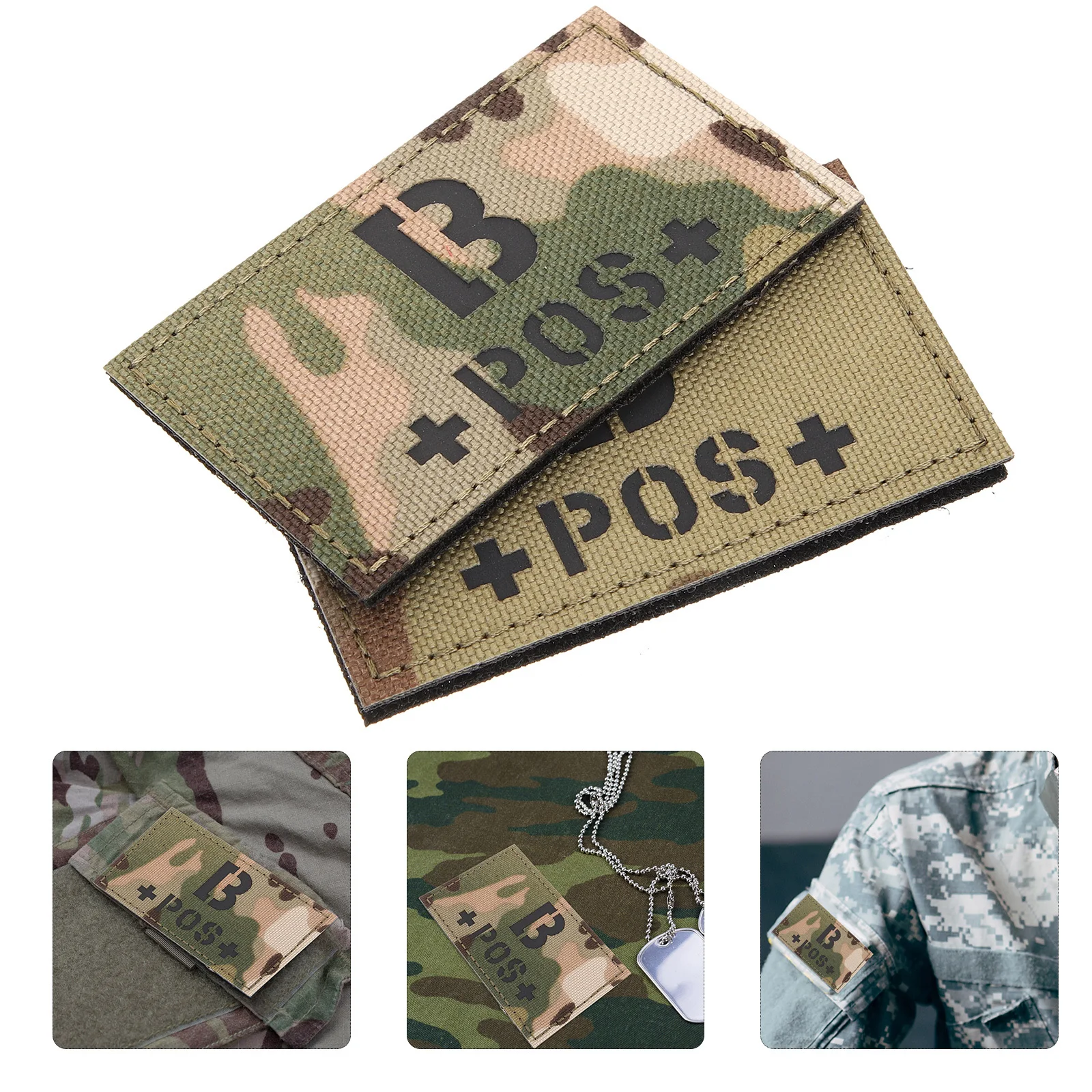 

2Pcs Military Blood Type Patch Reflective Camouflage Hook Loop Badge for Clothing Equipment Blood Type Patch