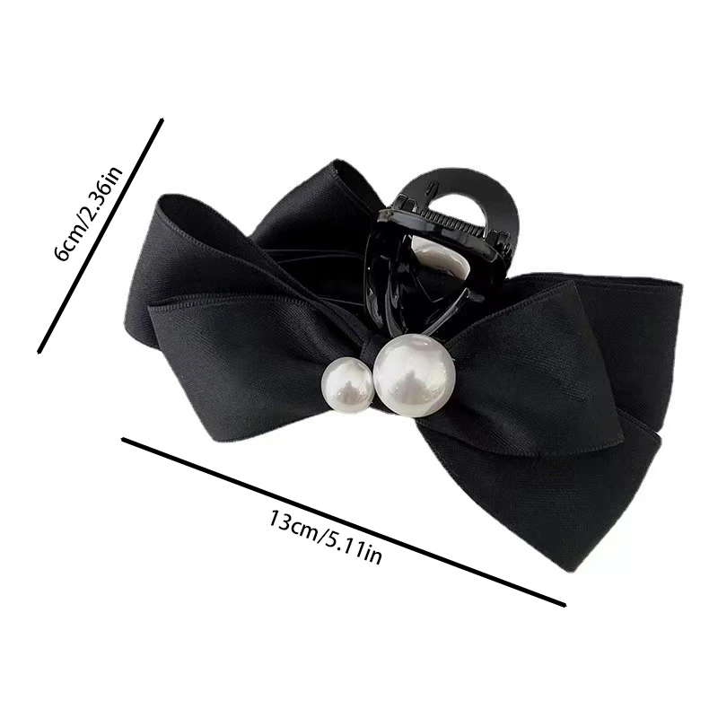 Pinza de pelo grande con lazo de perlas para mujer, Clip de tiburón con temperamento, accesorios para el cabello para chicas