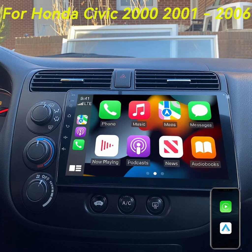 

Автомагнитола Android 16 Carplay Auto для Honda Civic 2000-2006, мультимедийный видеоплеер, GPS-навигация, стереосистема, Wi-Fi+4G