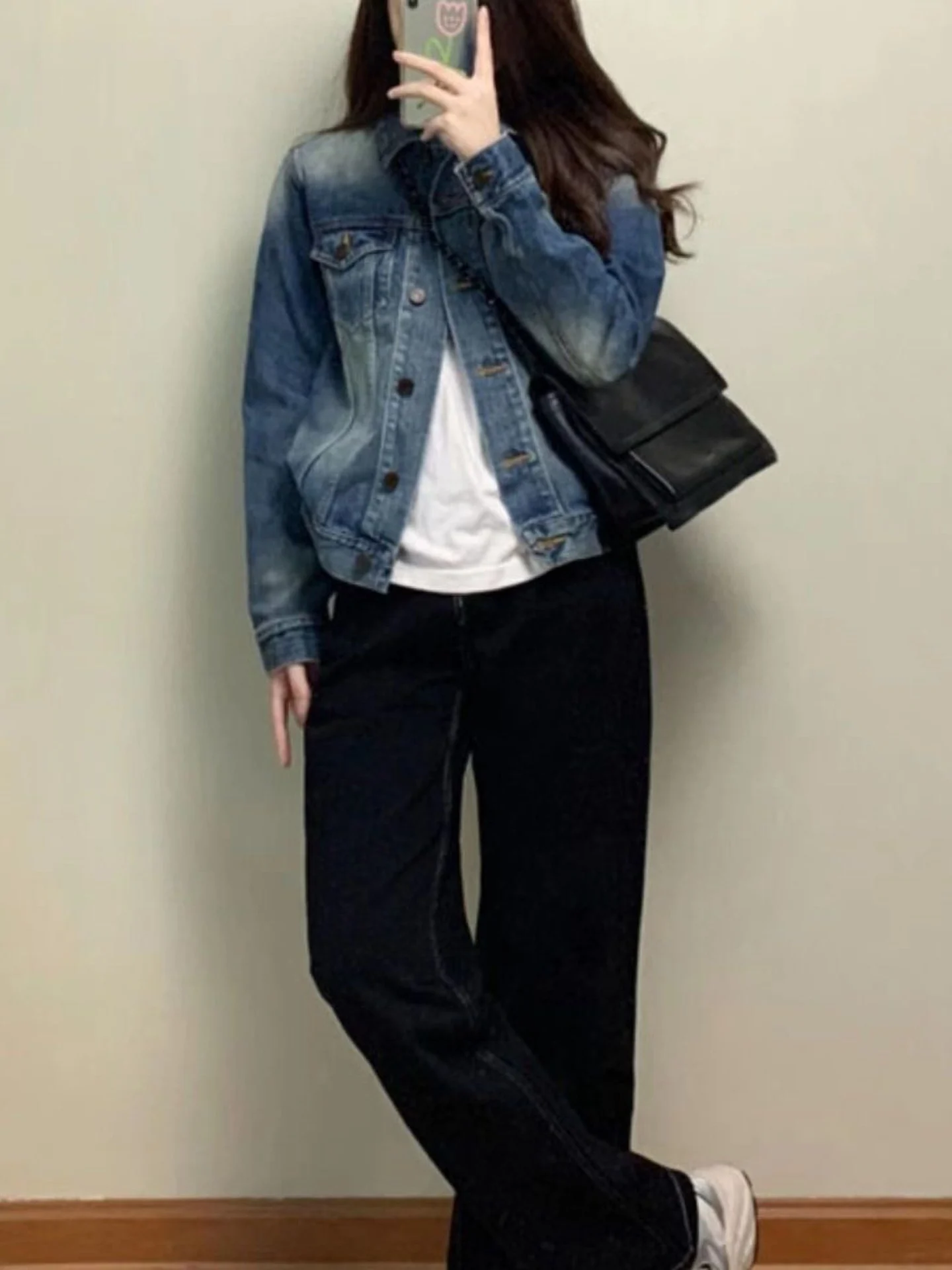 Korean Style Casual Loose Women's Denim Jacket Autumn New Fashion Small Size Popular Loose Top Quality Fashionable Button Pocket
