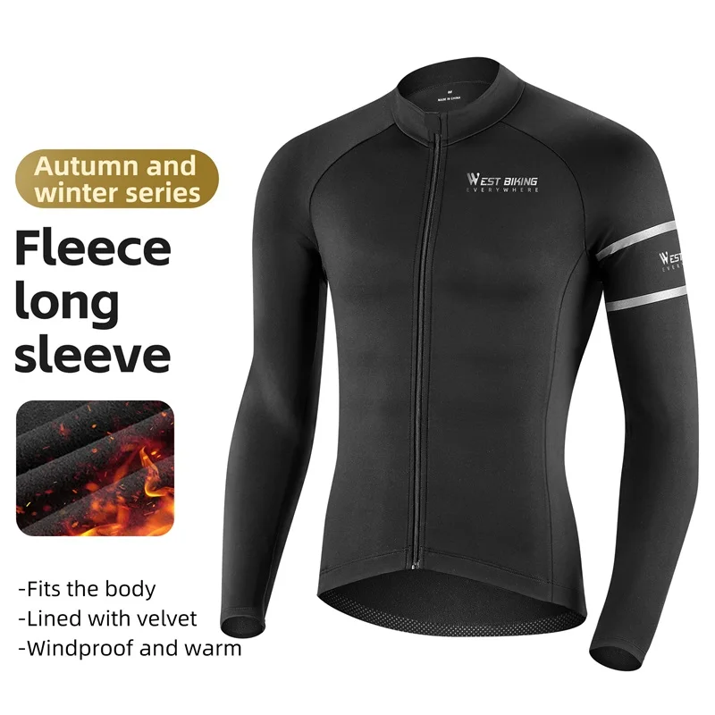

Winter Warm Fleece Cycling Jersey Windproof Comfortable Men's Cycling Suit Set for Outdoor Running Fishing Climbing