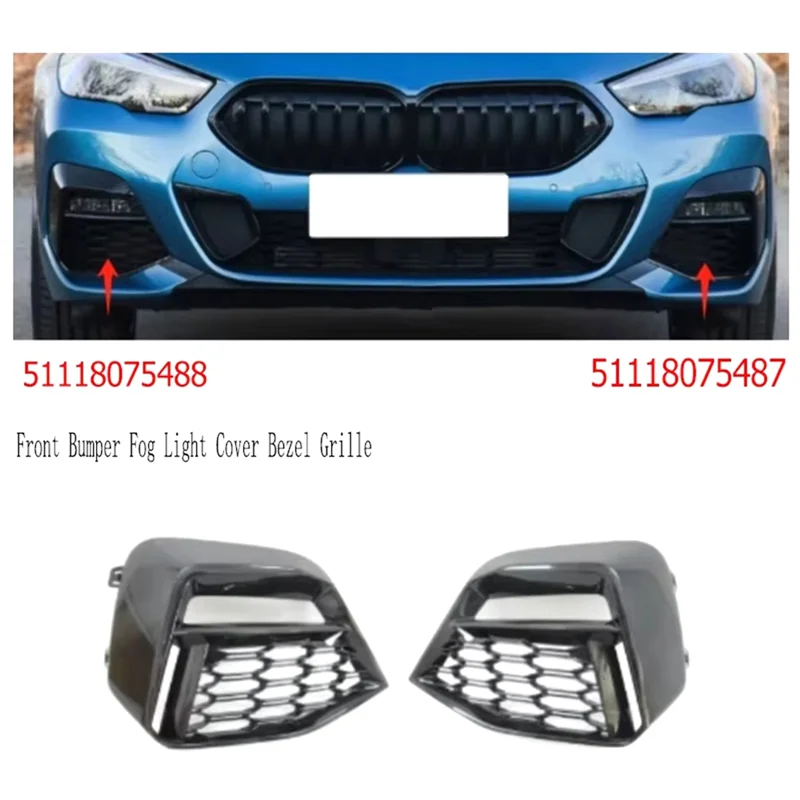 

For BMW 2 Series F44 M Gran Coupe M-Sport 2020 Front Bumper Fog Light Cover Bezel Grille Fog Lampshade