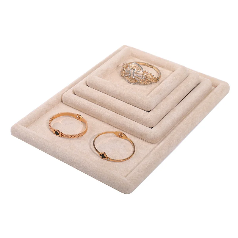 

Solid Color Fabric Jewelry Display Tray for Earring Jewelry Organizer Tray Show Stand Necklace Bracelet Long Chain Storage Case