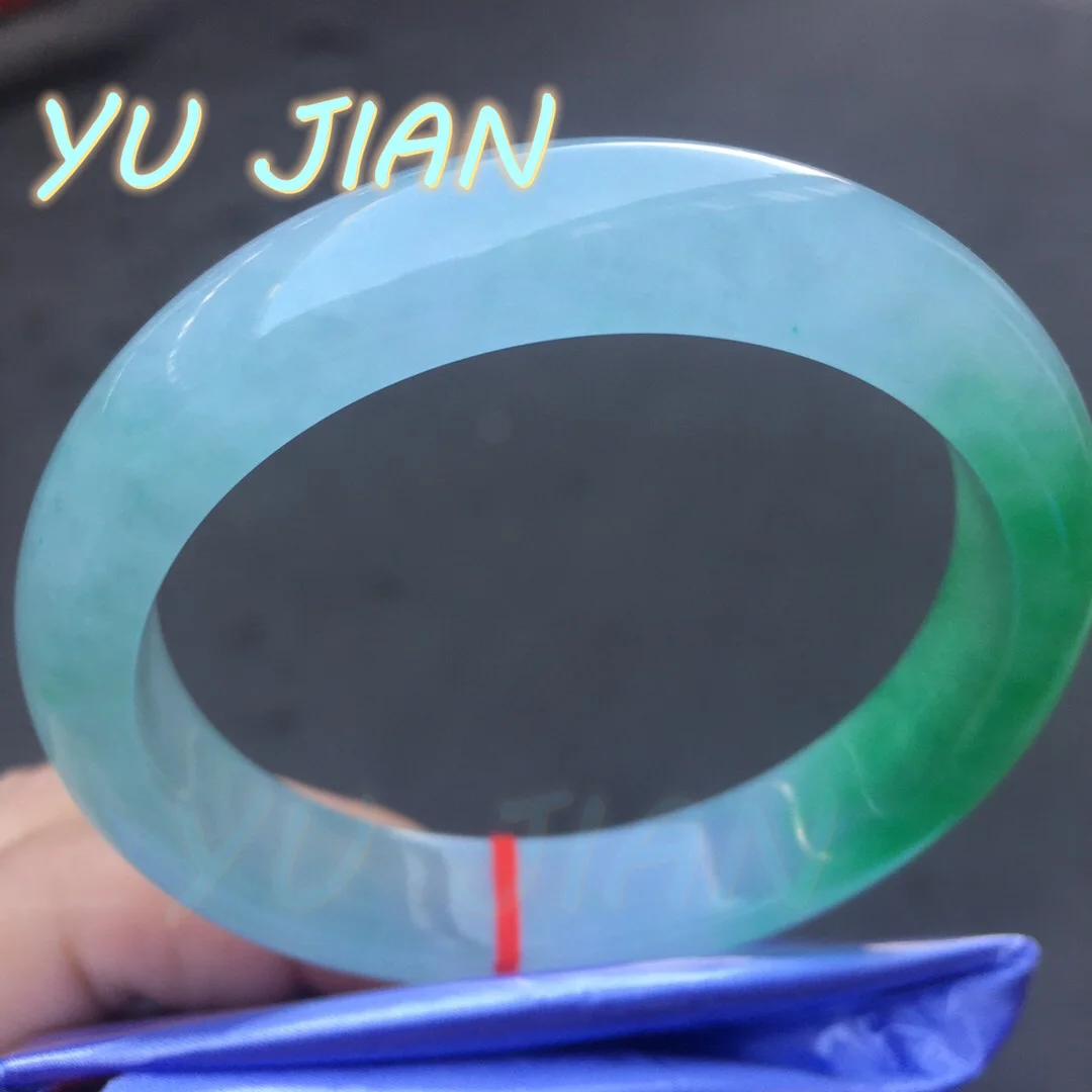 Newest Natural Ice Penetrating Jade Real Color Semi Green Jadeite Perfect Bracelet Handring Delicate Noble BANGLES Fine Jewelry