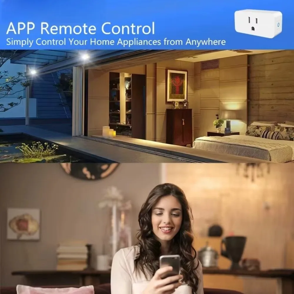 Remote Voice Control Mini WiFi Smart Plug 110-240V 10A Timing Function Smart Home Socket Remote Control Overload Protection