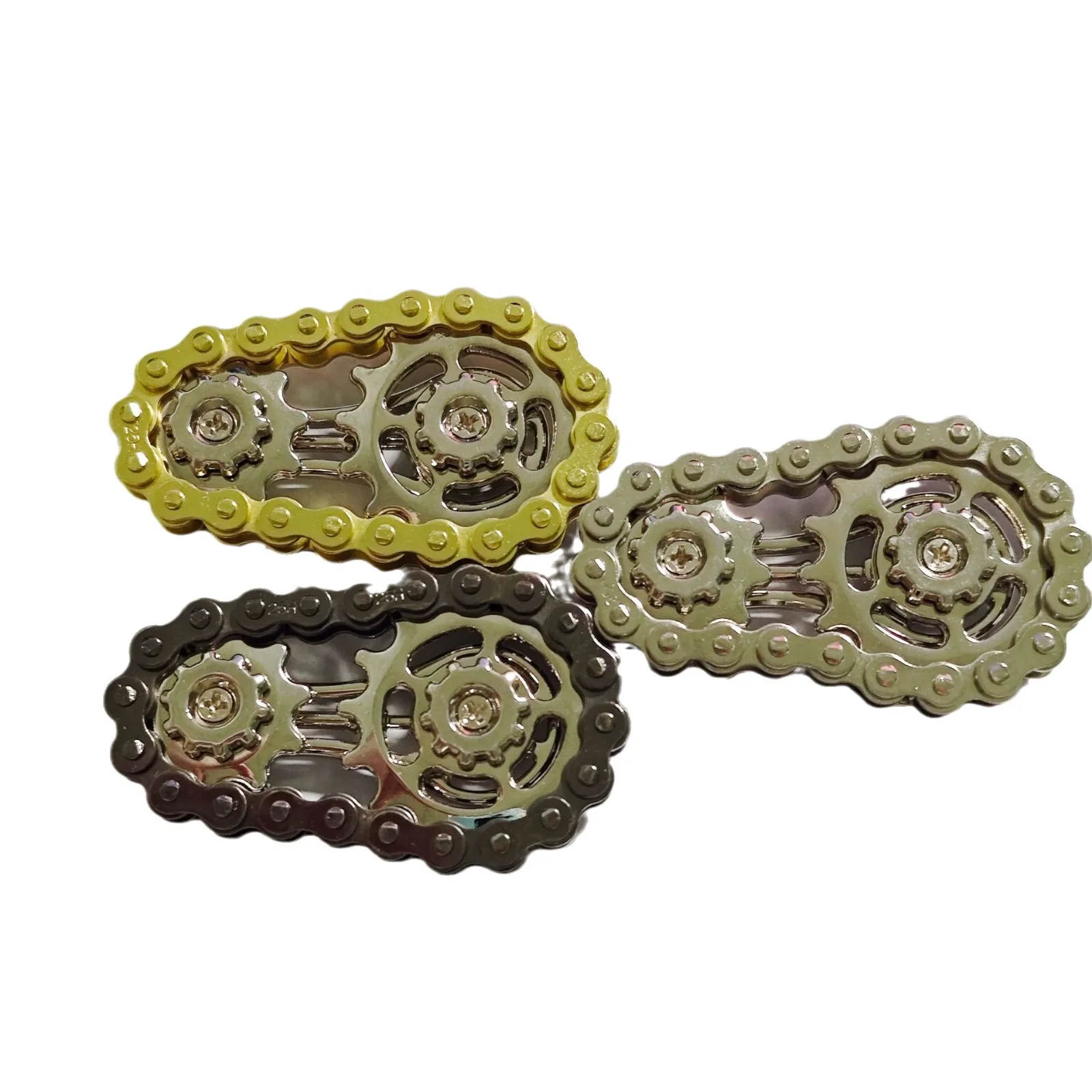 Bike Chain Hand Roller for Anxiety Relief Assemble Fidget Spinner Ring Toy for Gift Metal Fingertip Spinning Sensory Toy