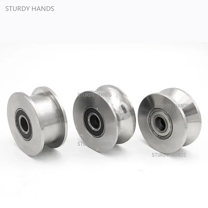 1pcs Stainless Steel Track Pulley Bearing Quiet Wheel Sliding Door V/U/H Type Grooved Steel Wire Rope Directional Roller - view 3