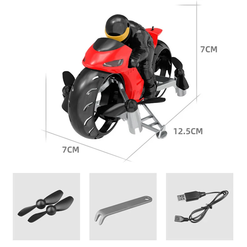 BAAA-RC motocicleta anfíbia 2 em 1 mini drone voador motocicleta brinquedo quadcopter para crianças (vermelho)