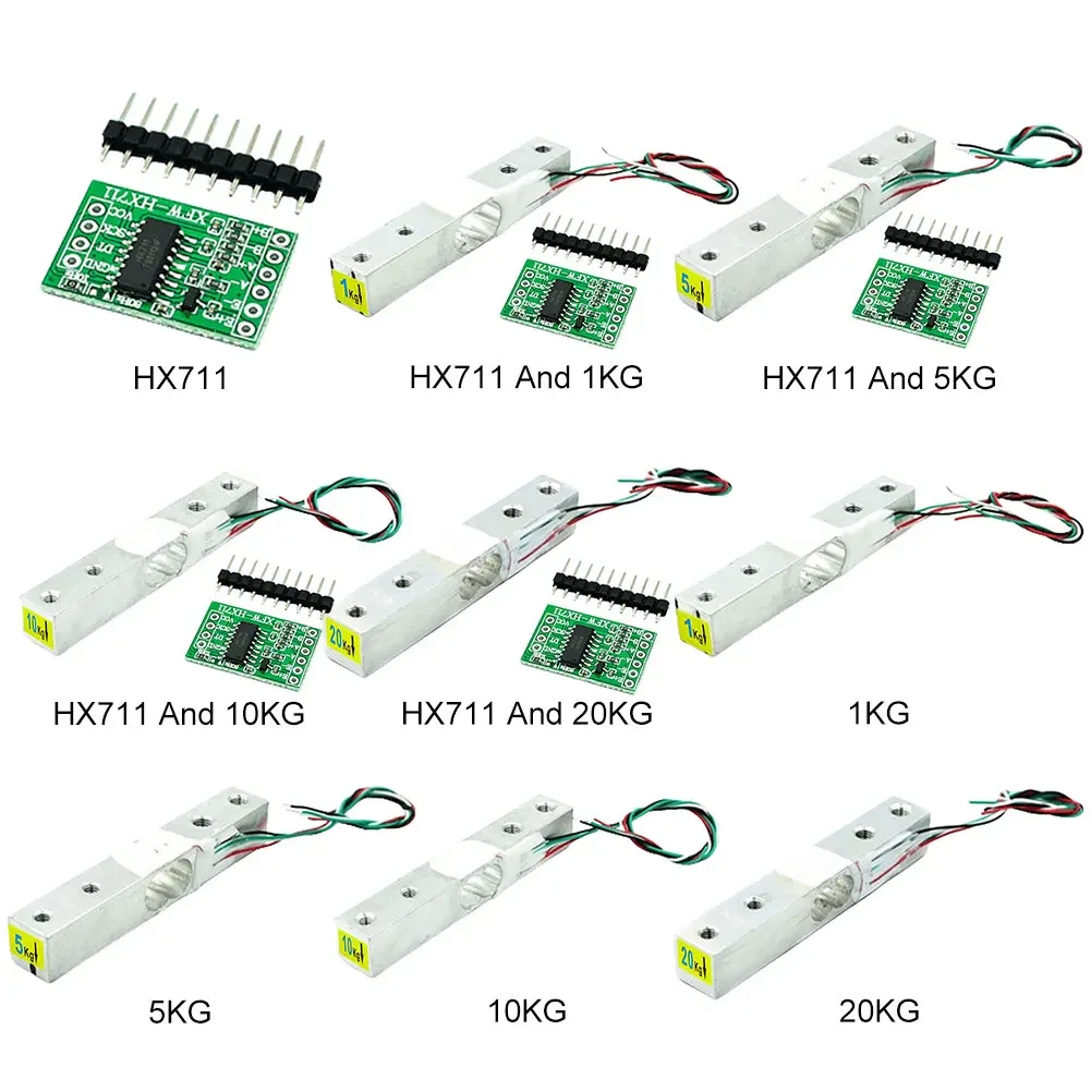 Load Cell Weight Sensor 1KG 5KG 10KG 20KG HX711 AD Module Electronic Scale Aluminum Alloy Weighing Pressure Sensor Module