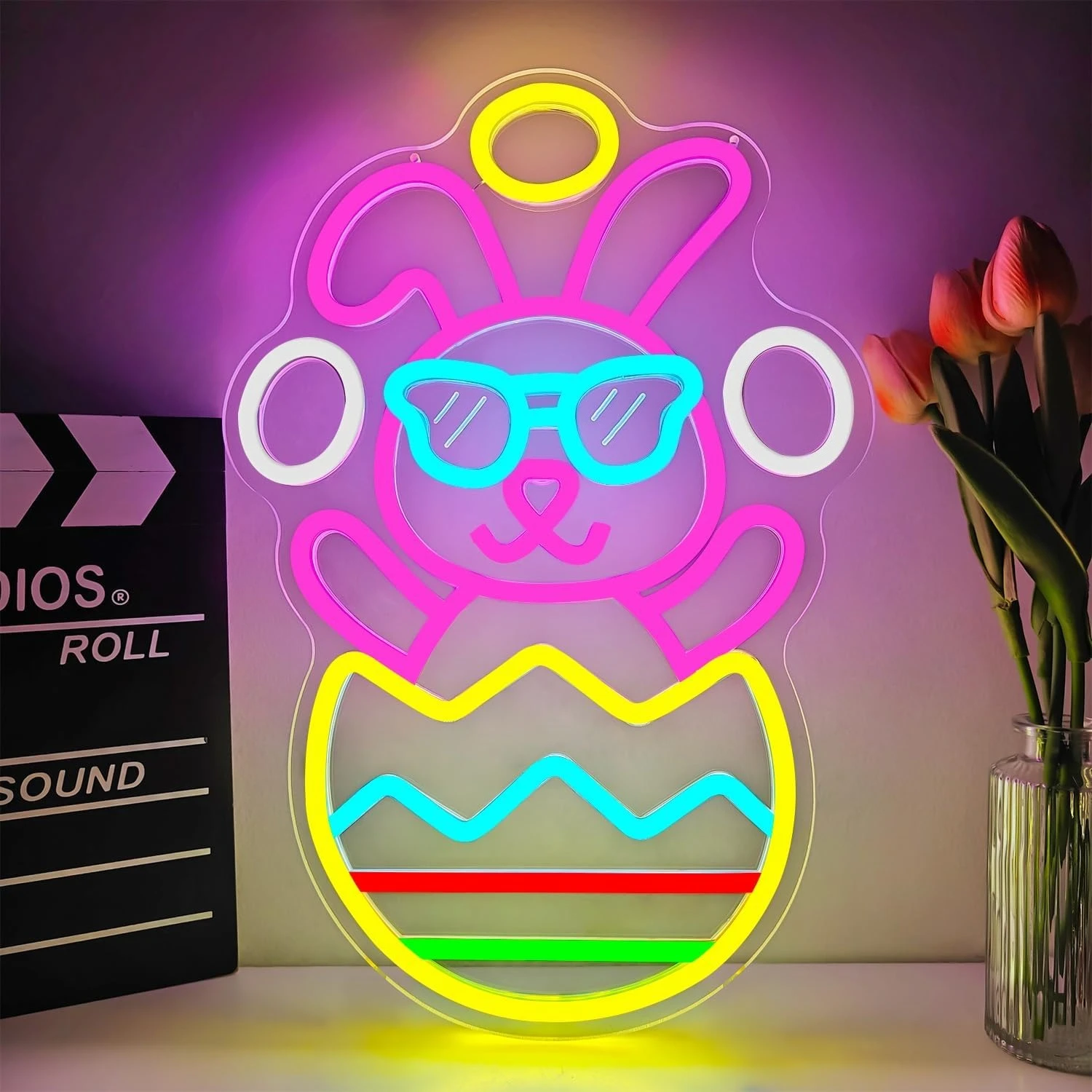 

Happy Easter Neon Sign USB Bunny LED Neon Light for Business Coffee Bar Game Room Party Bedroom Decoration Art Wall Light Gift