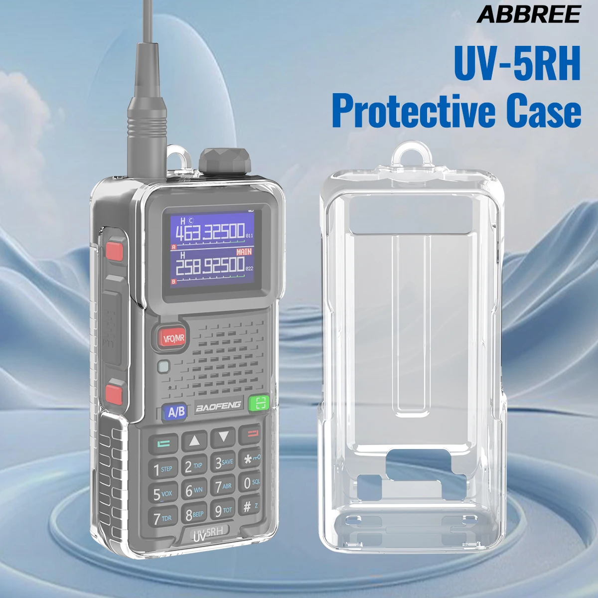 ABBREE Walkie Talkie Case Protector Cover Transparent TPU Drop Protection Dustproof Shell for Baofeng UV-5RH AR-5RM 5RH Pro GPS