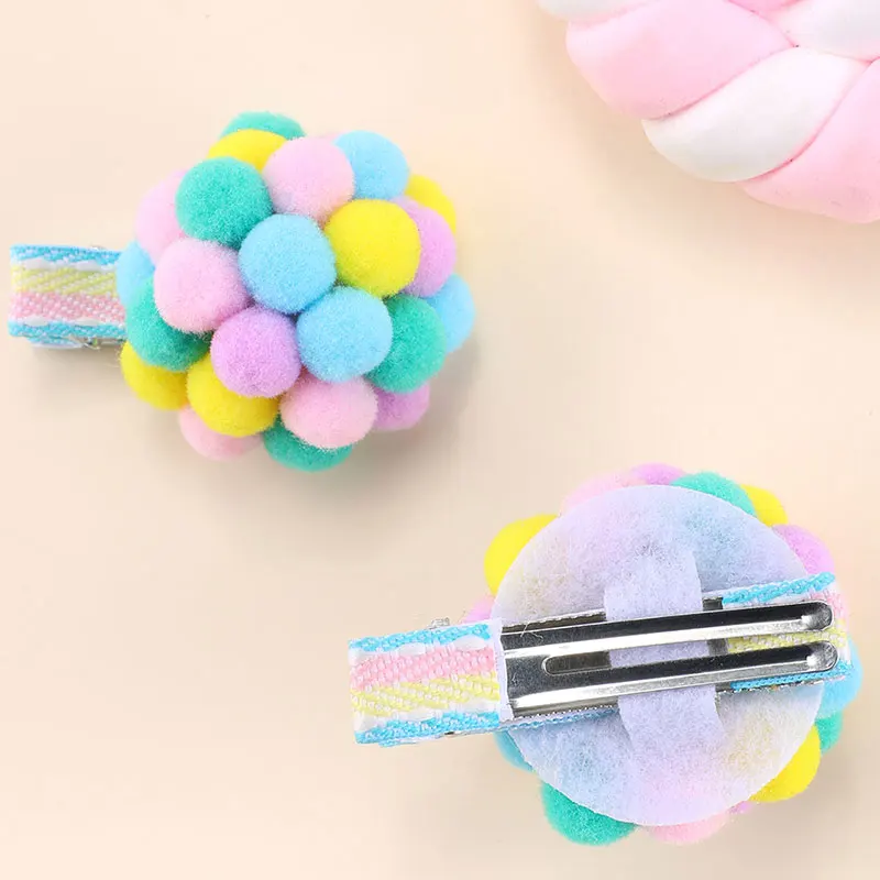 2Pcs Rainbow Balloon Hair Clips Sweet Baby Plush Hairpin Girls Handmade Side Clip Barrettes Fashion Hairgrips Hair Ornament