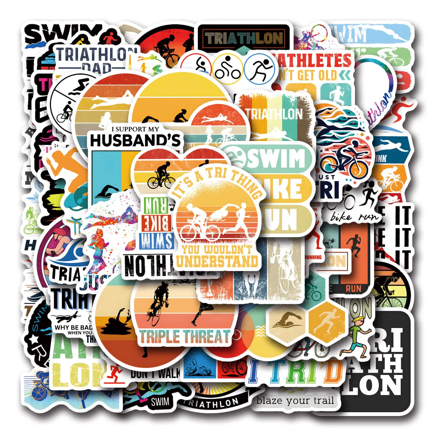 

55 шт. наклеек с граффити Ironman Triathlon для самостоятельного декорирования мобильных телефонов, ноутбуков, бутылок для воды, холодильников, чемоданов, скейтбордов