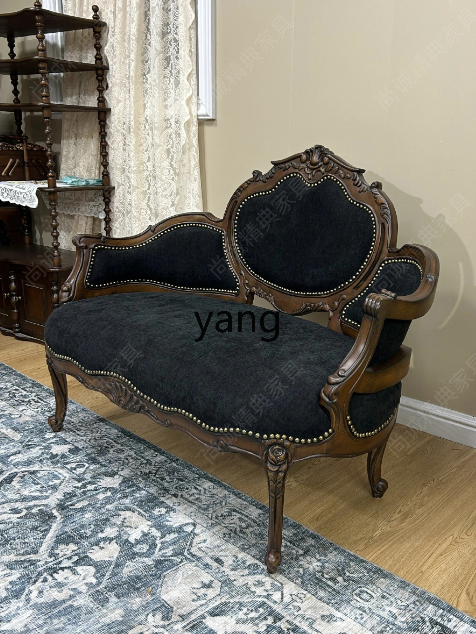 CX solid wood fabric carved sofa small apartment villa high-end sofa