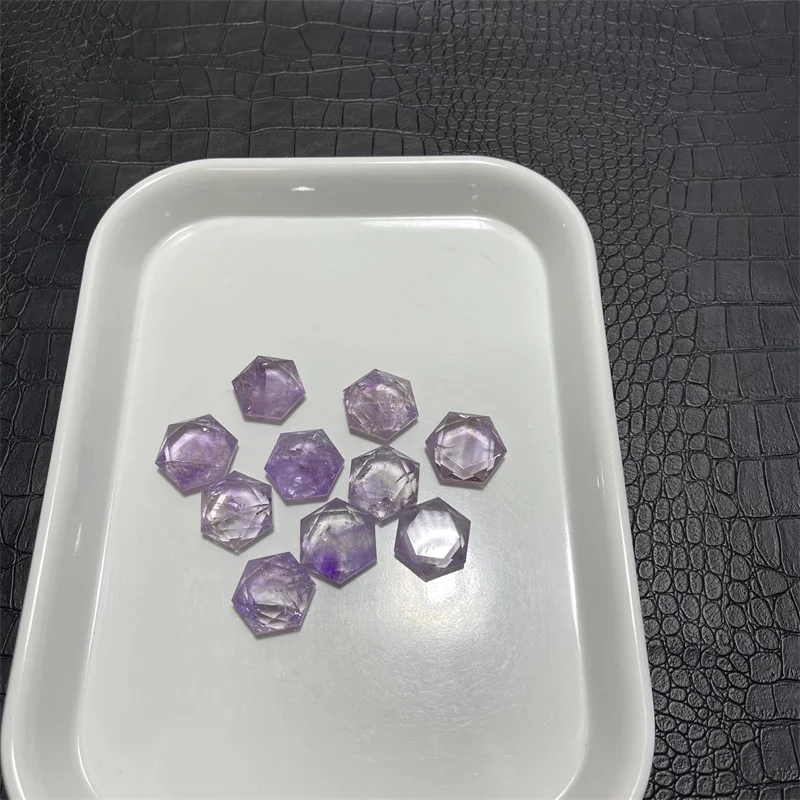 

10pcs Natural Clear Amethyst Quartz Hexagon Stone Section Star of David