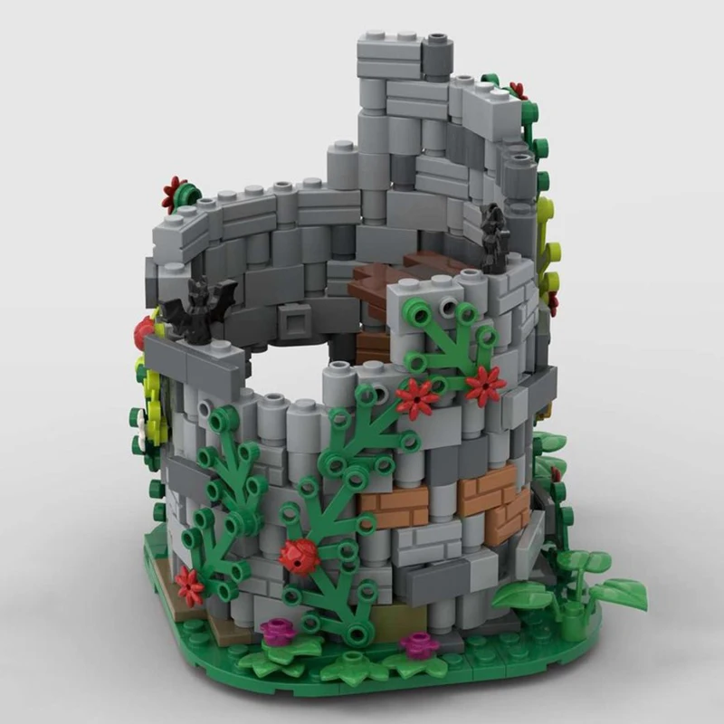 Medieval Castle Model Moc Building Bricks WatchTower Ruin Model Building Technology City Street View Blocks Construstion Toy