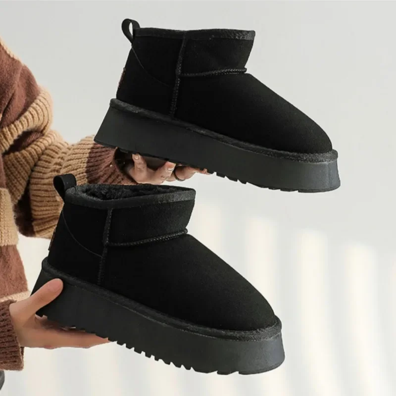 Botas femininas 2024 novo clássico engrossado fluff botas de neve feminino confortável quente tornozelo botas de inverno grosso sapatos góticos para mulher