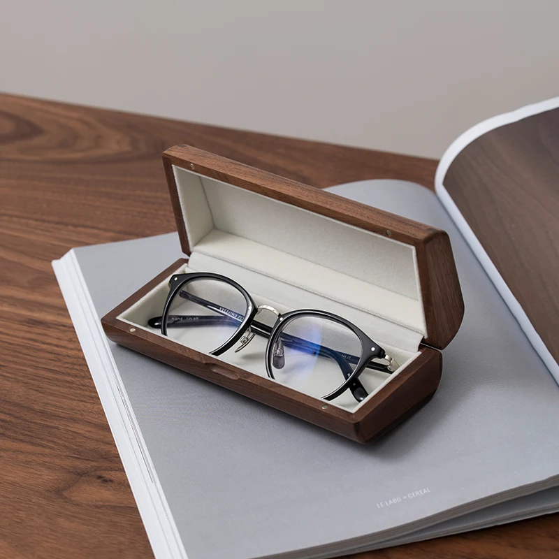 

Black Walnut Vintage Eyewear Box, Solid Wood Glasses Storage Case, Portable and Durable Wooden Organizer for Sunglasses