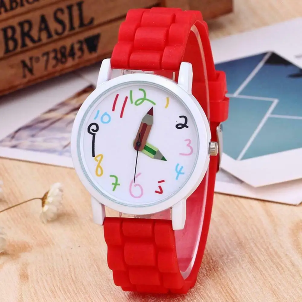 Dropshipping!! Orologio da polso analogico al quarzo analogico con cinturino in silicone con quadrante rotondo per bambini dei cartoni animati