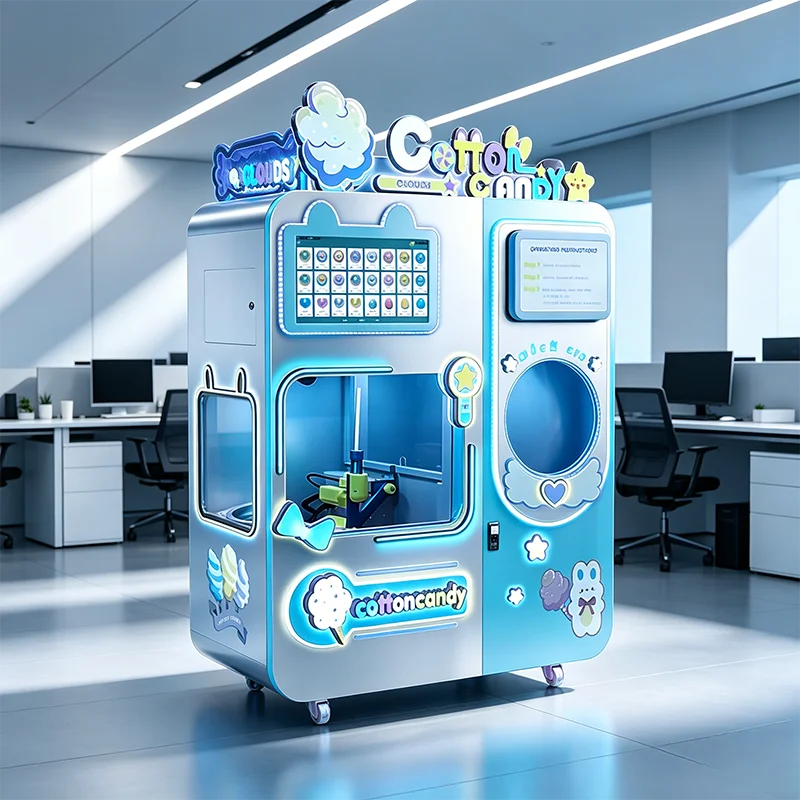 Commercial Automatic Cotton Candy Vending Device Electric Sugar Floss Making Vending Machine for Retail Venue