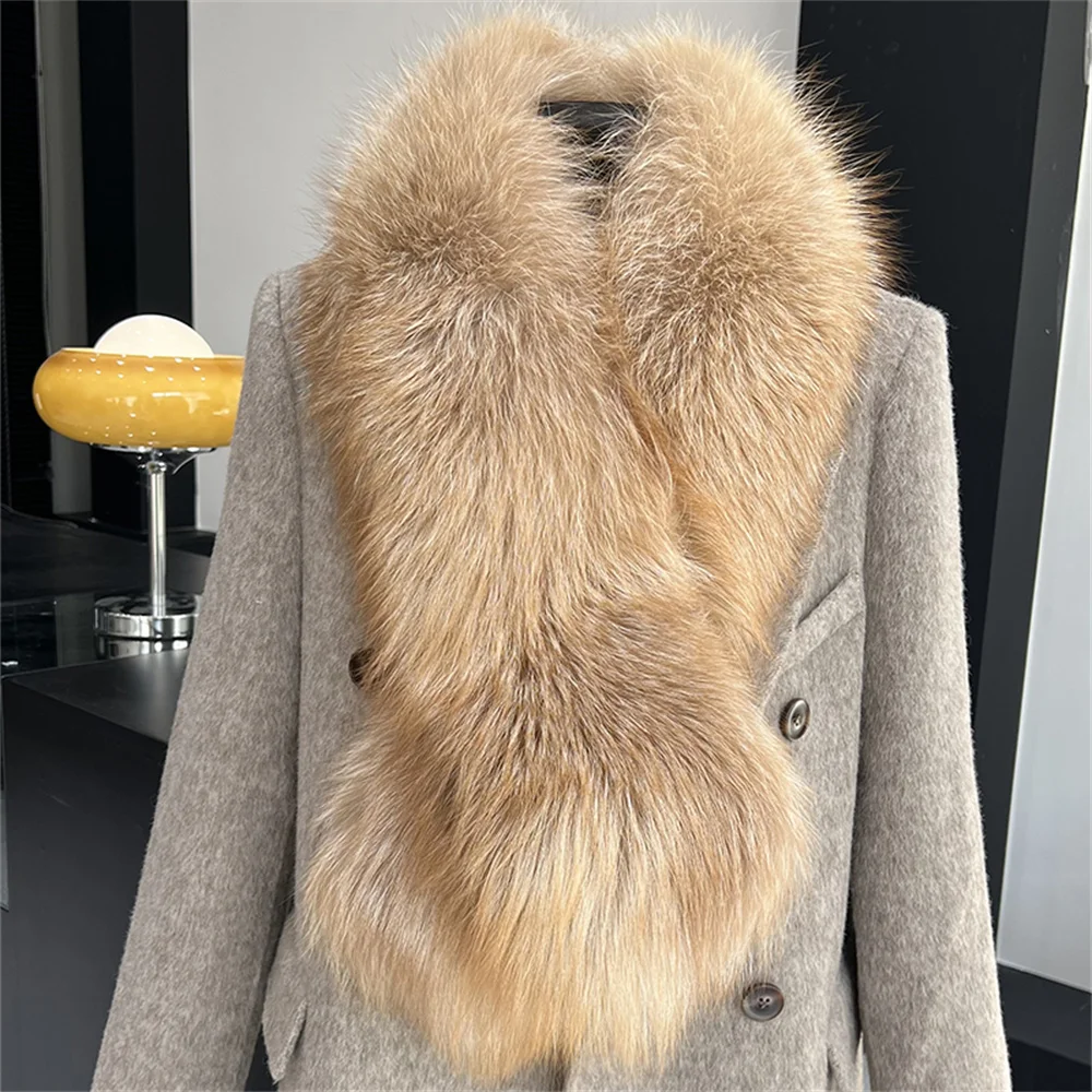 

Fox Fur Collar Cuffs Set For Scarf Woman Neck Warmer Furry Scarf Fluffy Pelt Fur Shawl Coat Overcoat Fashion Accessory Scarves