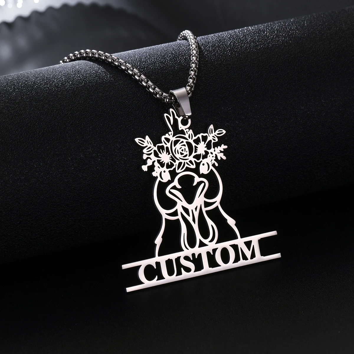 Custom Artistic Flower and Bird Necklace, Stainless Steel Creative  Shaped Pendant, Personalized Exclusive Jewelry