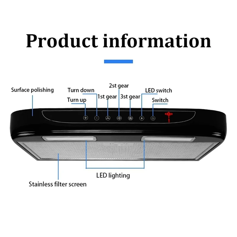 Caravan Range Hood Caravan Accessories Dual LED Light Design Black Super Oil Absorber Suitable For RV Motorhome Camper