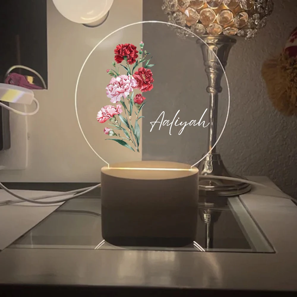 Custom Floral Name Night Light Personalized Unique Surprise Gift Night Nursery Decor Custom Birthday Gift For Her Proposal Gift