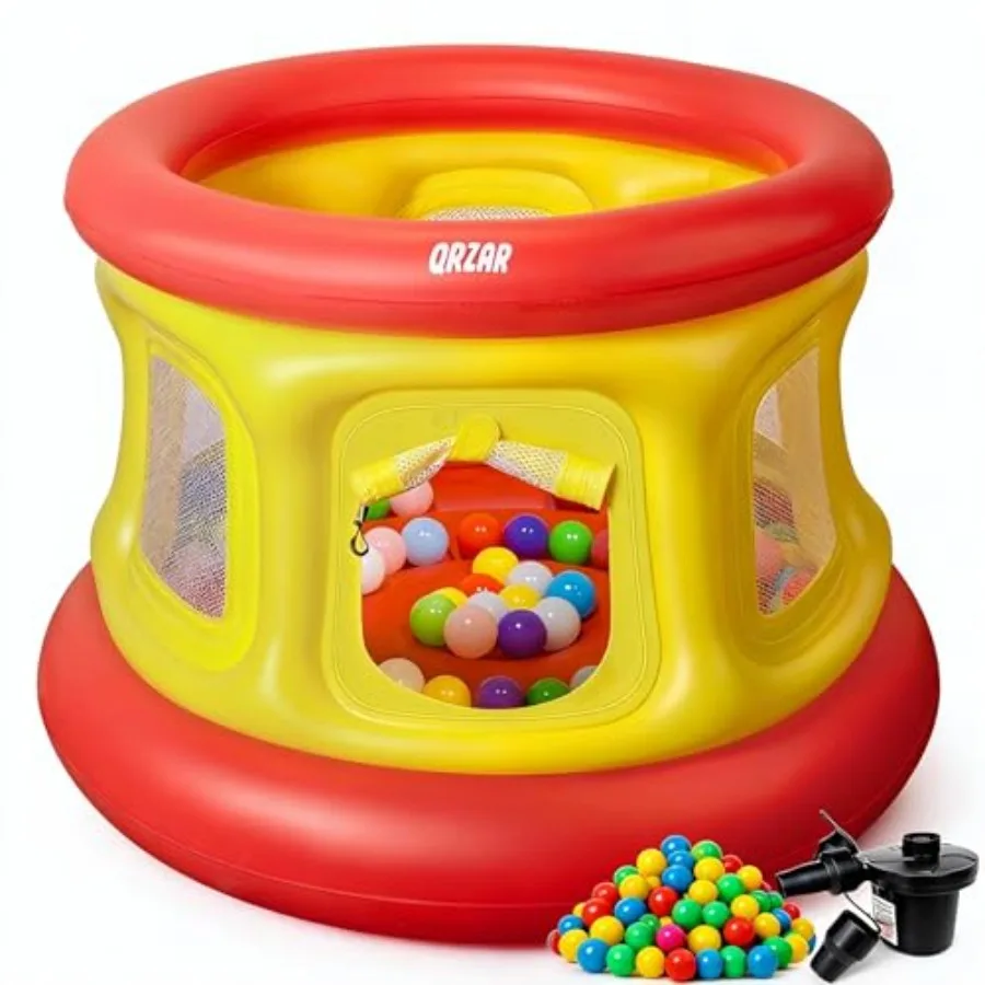 

Надувной батут-бассейн «Всё в одном» с 55 шариками для малышей 1-4 лет, с манежем, бассейном для шариков и батутом, утолщенная матовая ПВХ-сетка безопасности