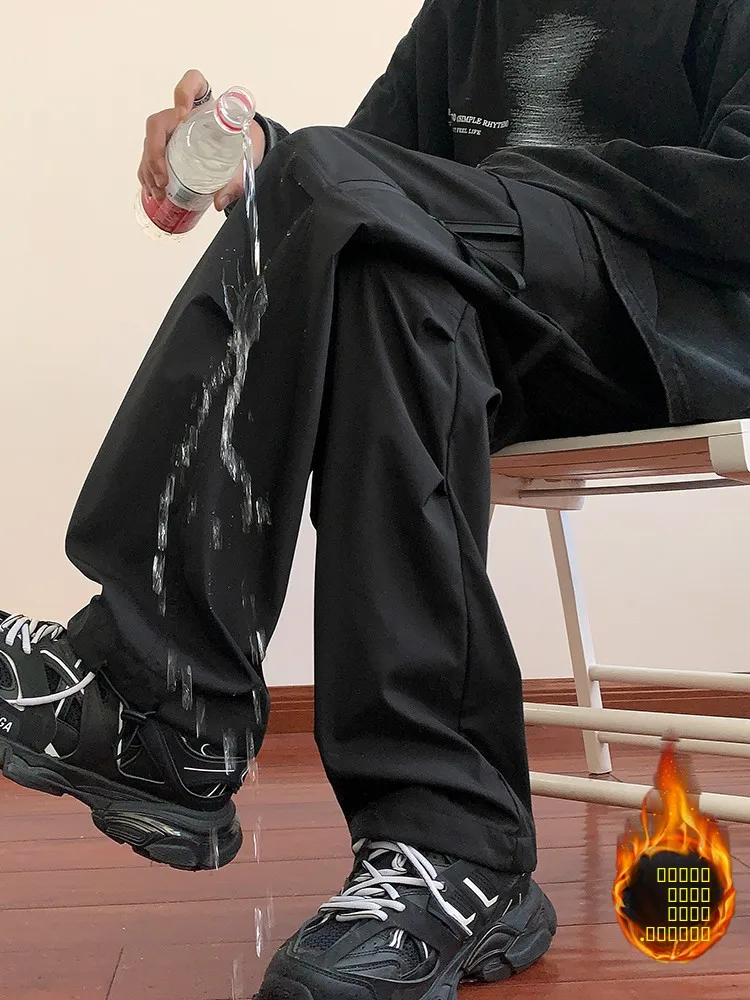 

American Sle Fce Lined Dstring Outdoor Mountain Climbing Trousers for Men Youth Waterproof Casual Pants