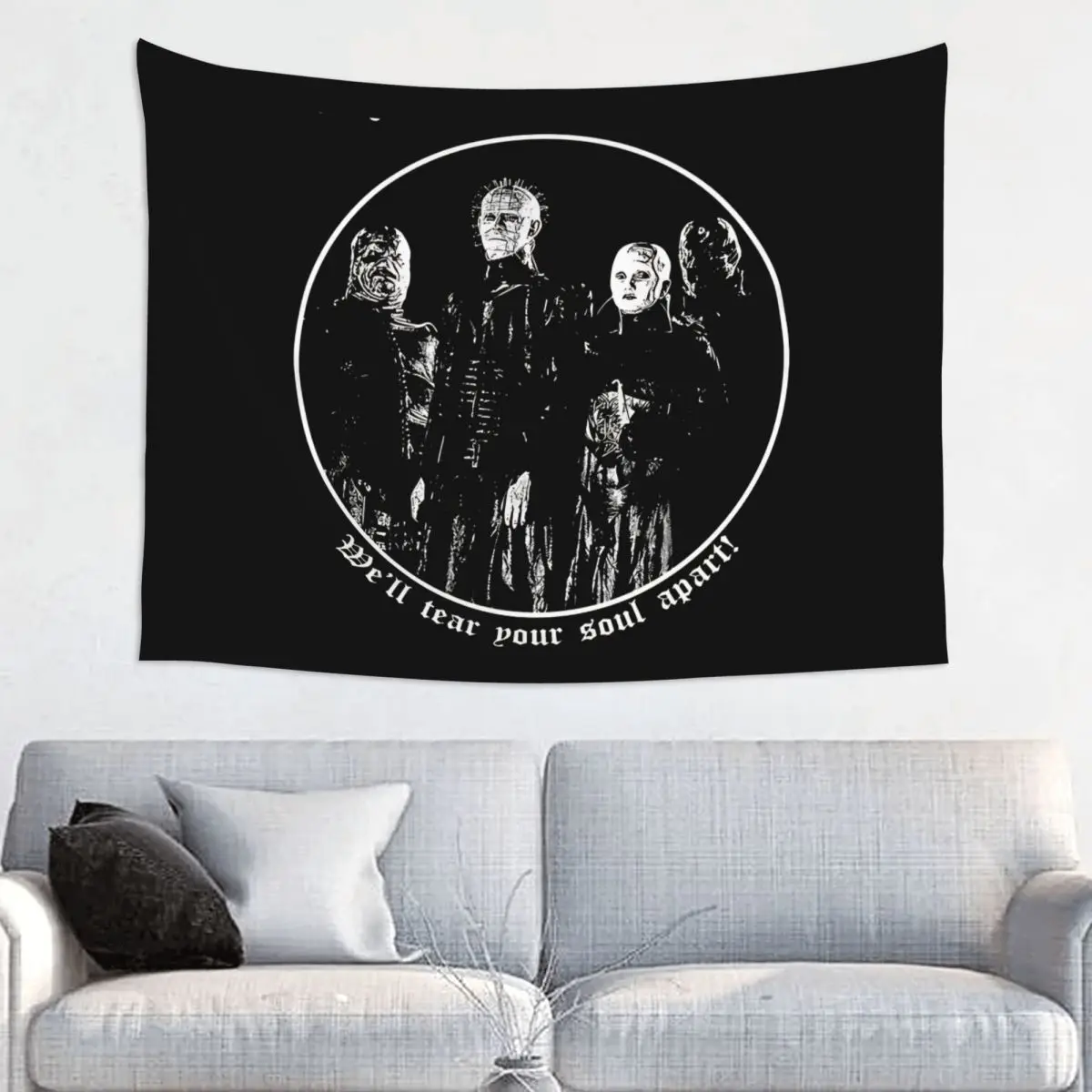 Horror Pinhead Movie Tapestry Wall Hanging Hippie Fabric Wall Tapestry Hellraiser Boho Wall Blanket Dorm Decor Yoga Mat
