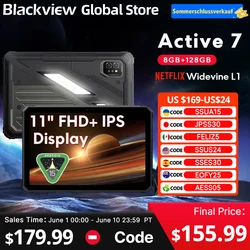 Blackview Active 7 RuggedTablet 11-inch FHD+ Display Octa-core Android IP68&IP69K 10000mAh 45W Charger Outdoor Pad PC