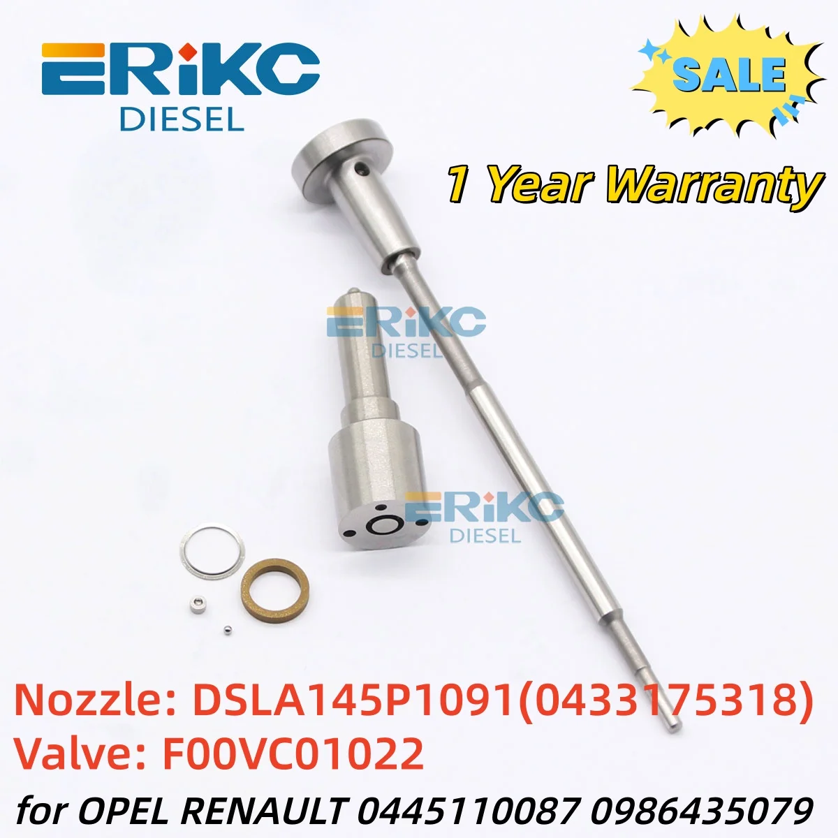 Nozzle DSLA145P1091 0433175318 Valve F00VC01022 Common Rail Injector Repair Kits for OPEL RENAULT 0445110087 0986435079