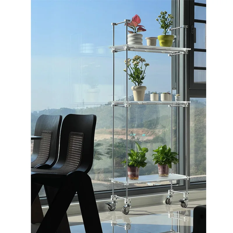 Removable metal rack flower rack storage rack display case acrylic cart