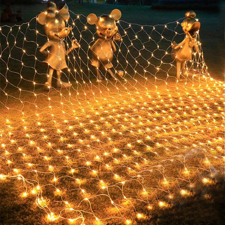 

LED Christmas Net Lights 3x2m 10x1m 6x4m LED Net Mesh Lights Outdoor Connectable Net String Light for Xmas Tree Bushes Decor