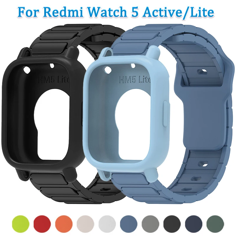Silikonhülle + Armband für Redmi Watch 5 Active/Lite Hollow Out Schutzhülle für Redmi Watch 5 Lite 5 Active Armband Armband