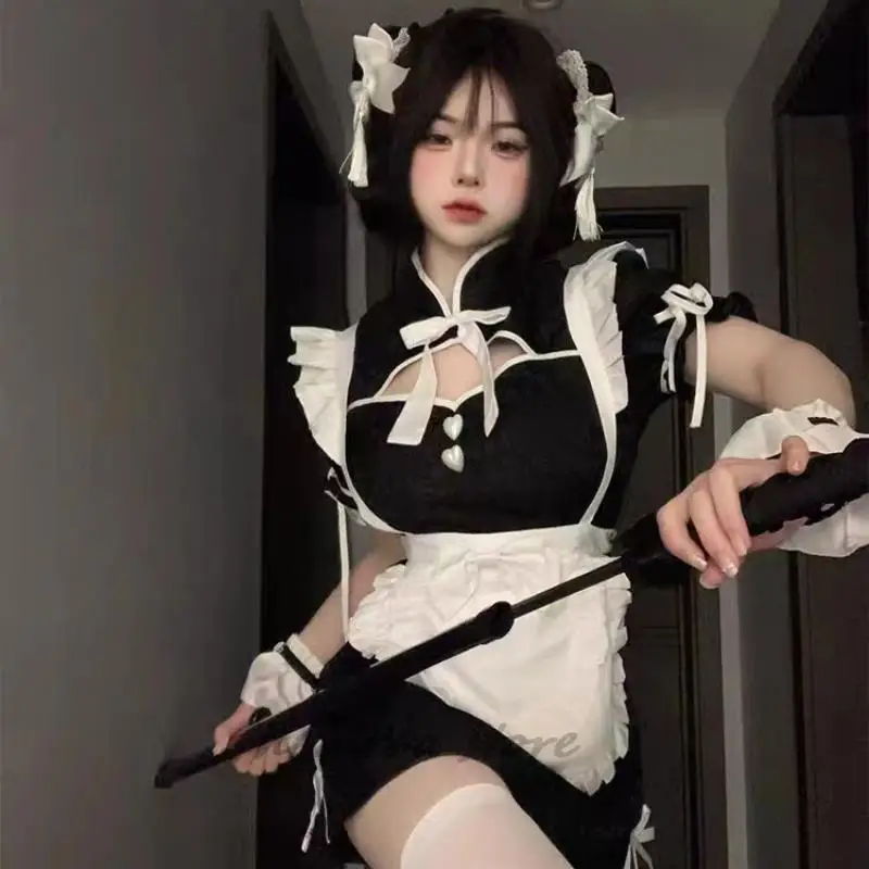 Chinês cheongsam halloween vestido de empregada gótico lolita garçonete role play trajes feminino amor ao vivo cosplay estudante festa uniforme